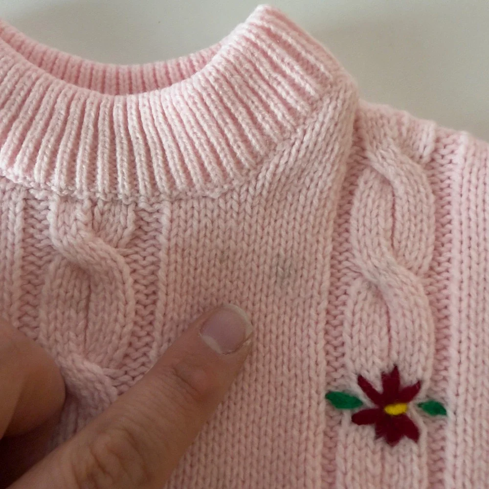 Vintage 60s 70s Merry Mites Young World Baby Girl Knit Sweater Size 18-24 Months
